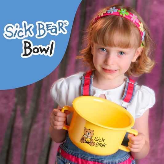Girl holding a yellow Sick Bear Bowl