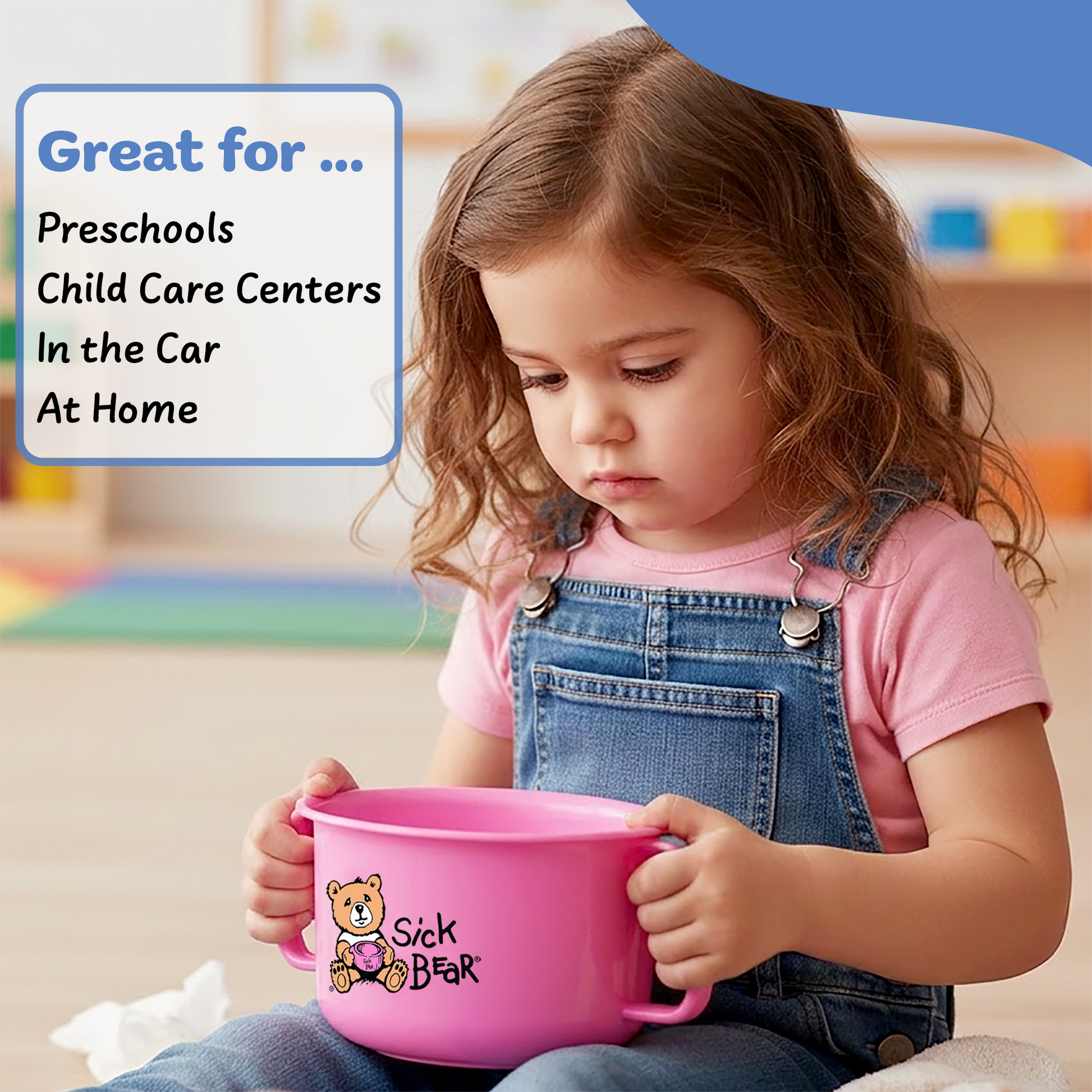 Girl holding the Sick Bear Bowl in daycare